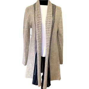 Karen Hart long sleeve knit cardigan duster.  Oatmeal/ gray/smoke gray. …